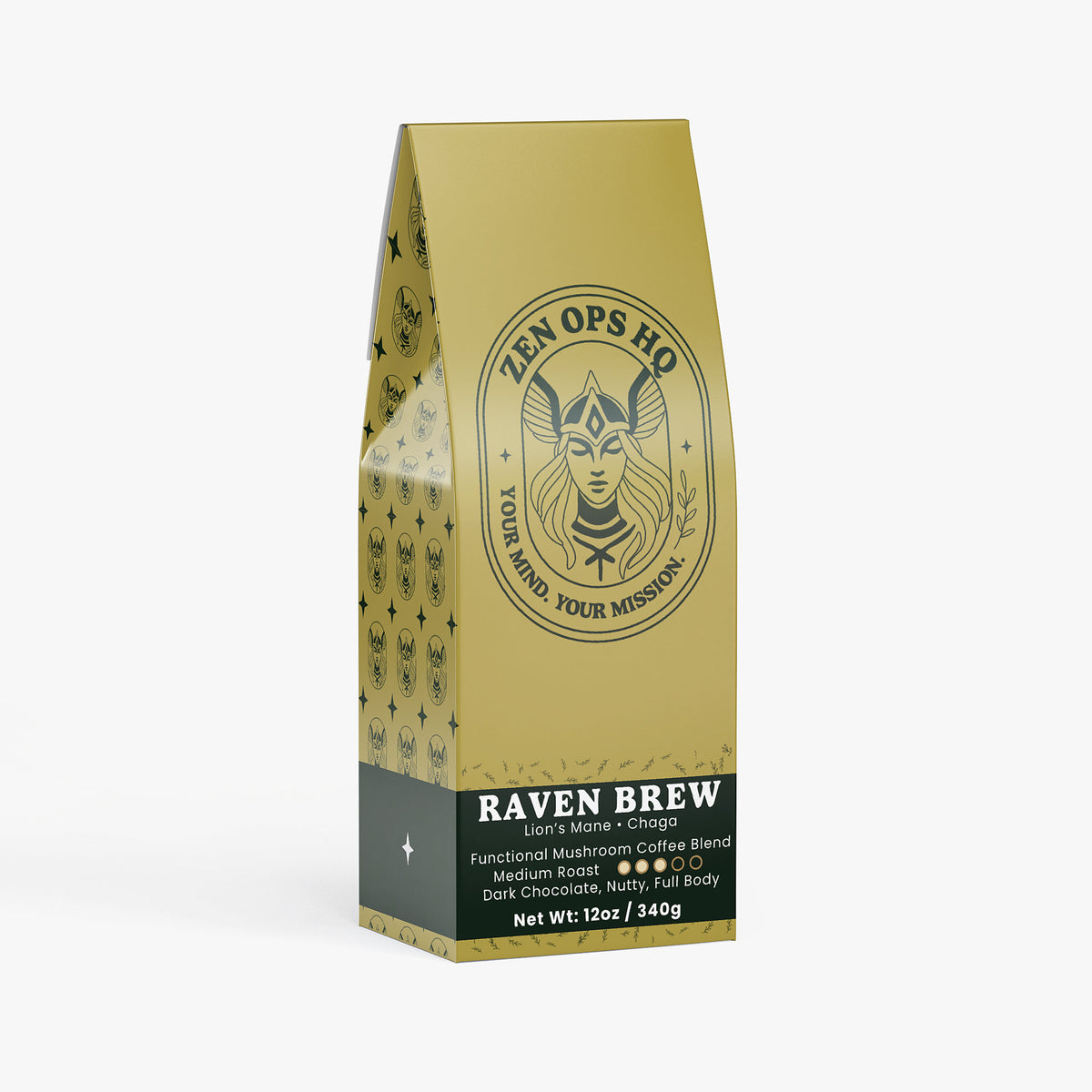Raven Brew — Functional Mushroom Coffee Blend (Medium Roast)